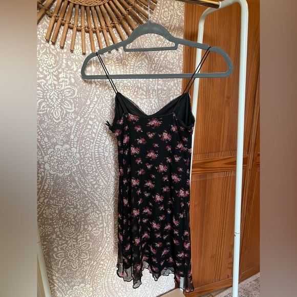 Forever21 Black and Pink Floral Mesh Spaghetti Strap Tank Mini Dress - Picture 5 of 6
